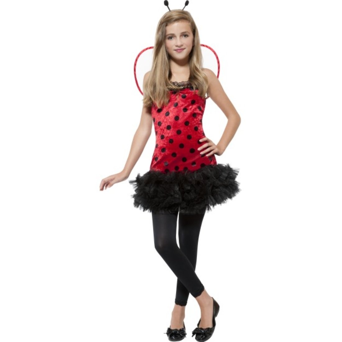 Smiffys Miss Lady Bug Costume, X-Small, Black/Red