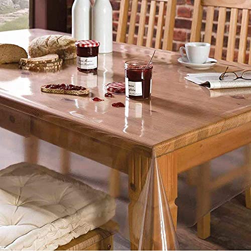 T R K Hub Table Cover Medium Size 6 and 8 Seater Plastic Self Design Transparent Table Cover with Crystal Clear 0.20mm, (60 x 90)