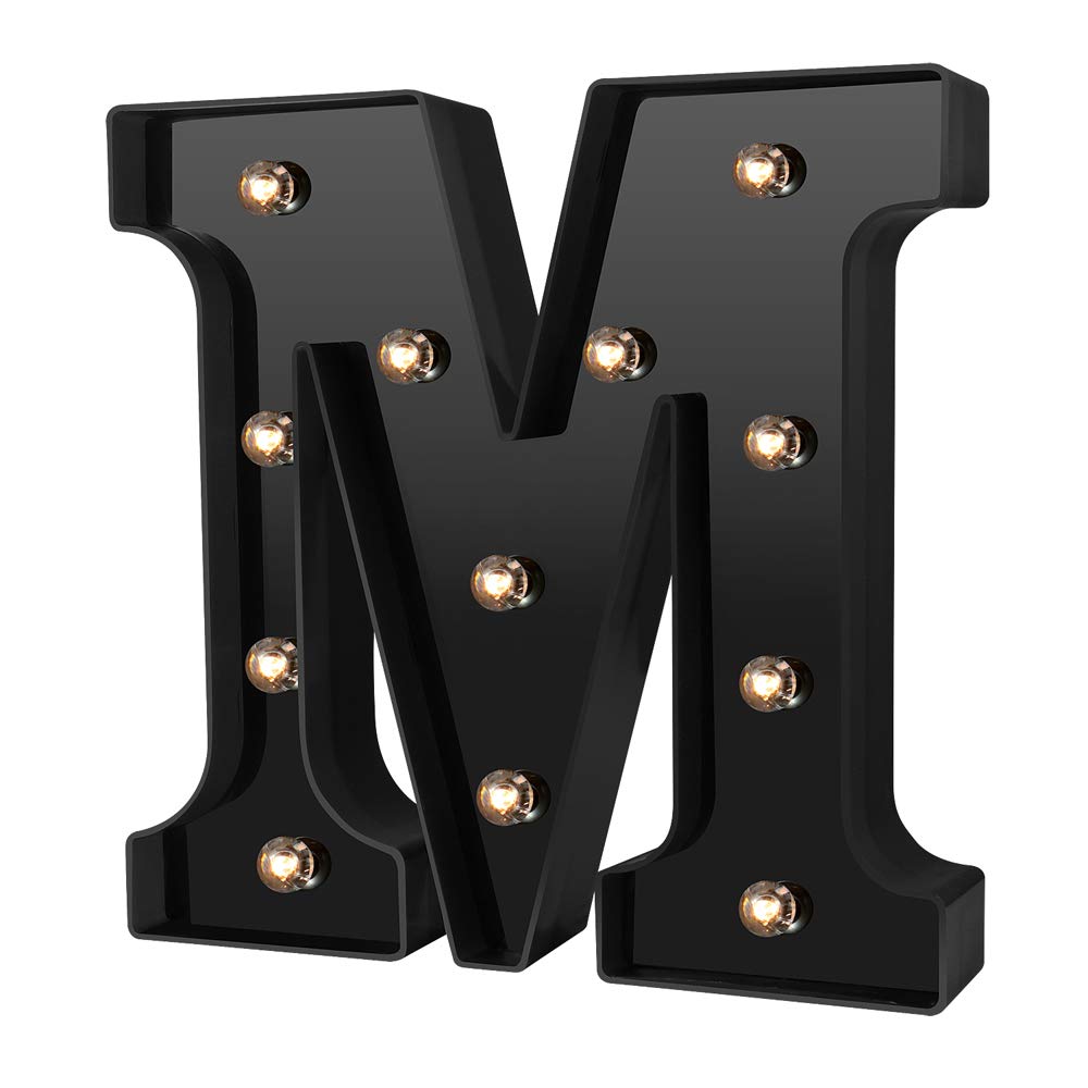 Adorn Life Led Marquee Letter Lights Newly Design Light up Letters for Events Wedding Party Birthday Home Bar DIY Decoration(Cool Black M)