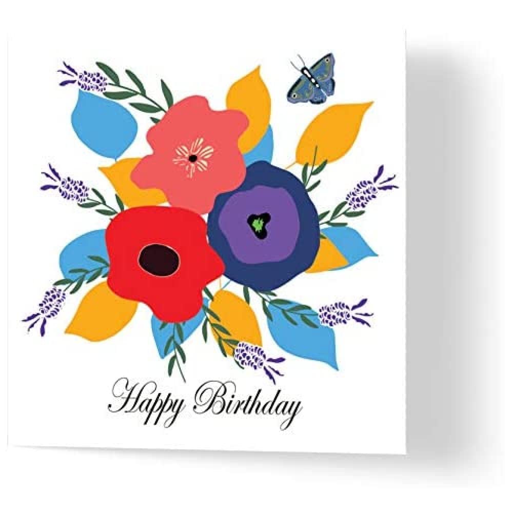 Wuzci Birthday Floral Greeting Card