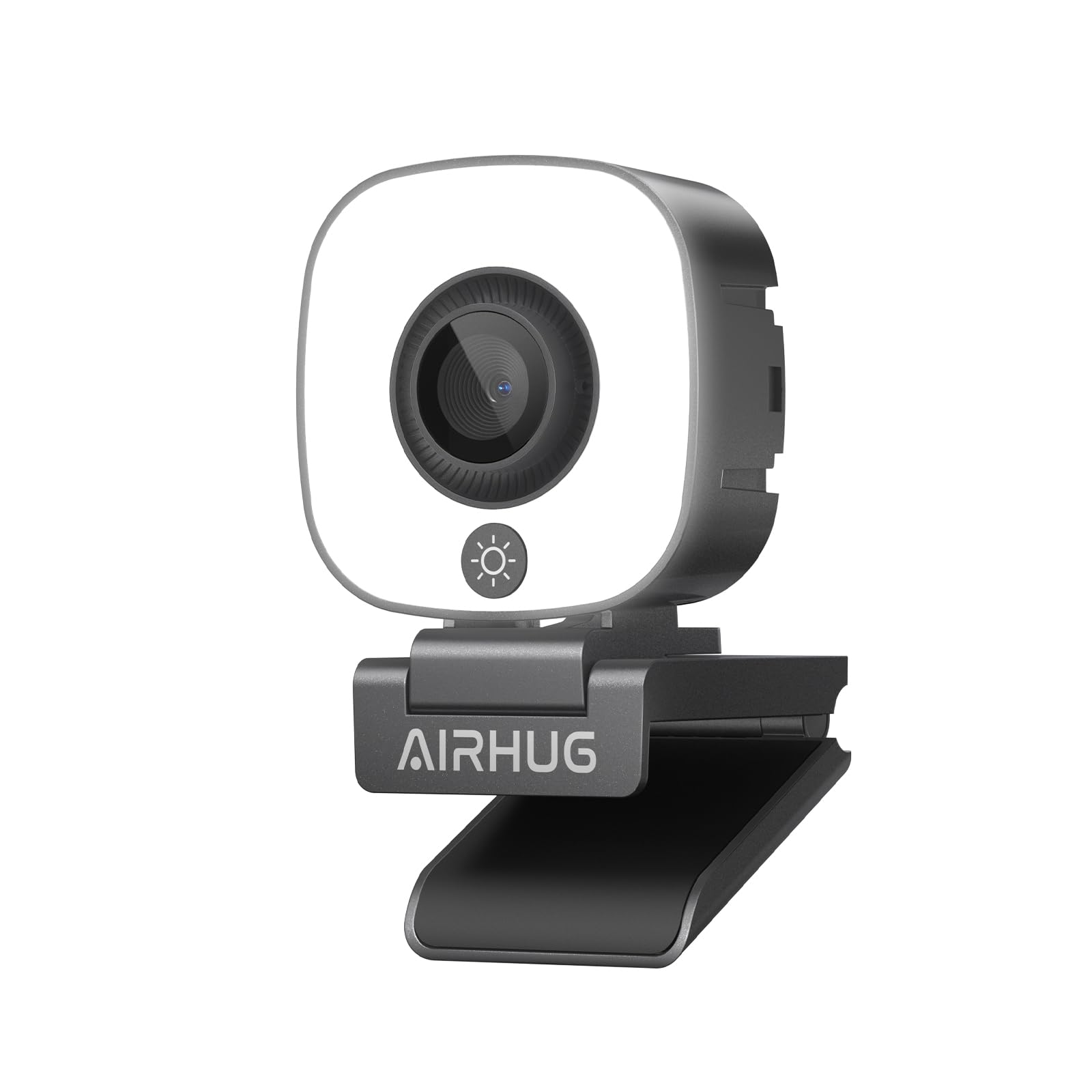 4K Webcam with Ring Light, 4K 30FPS Web Camera with Dual Microphones, USB Plug and Play for Laptop,with Privacy Cover