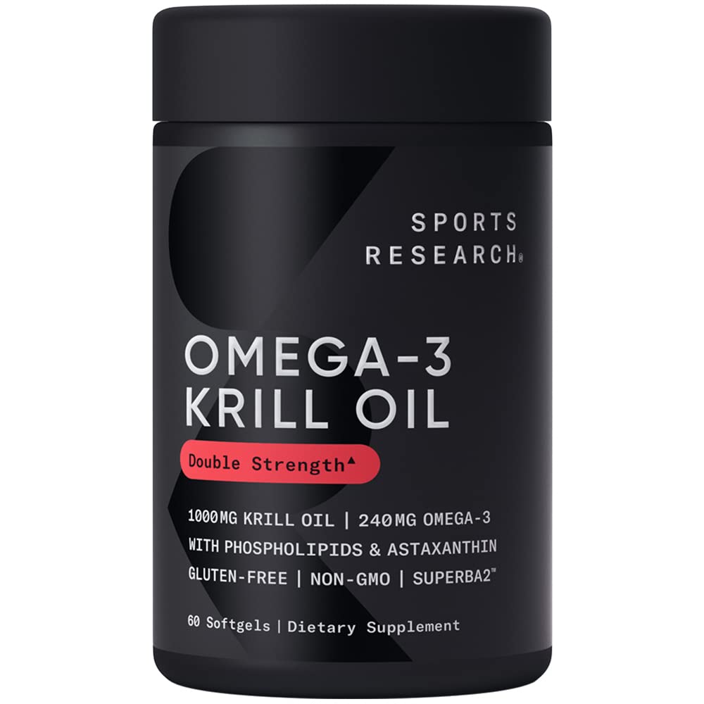 Sports ResearchAntarctic Krill Oil (Double Strength) 1000Mg with Omega-3S Epa, Dha and Astaxanthin | 60 Liquid Softgels - 2 Month Supply