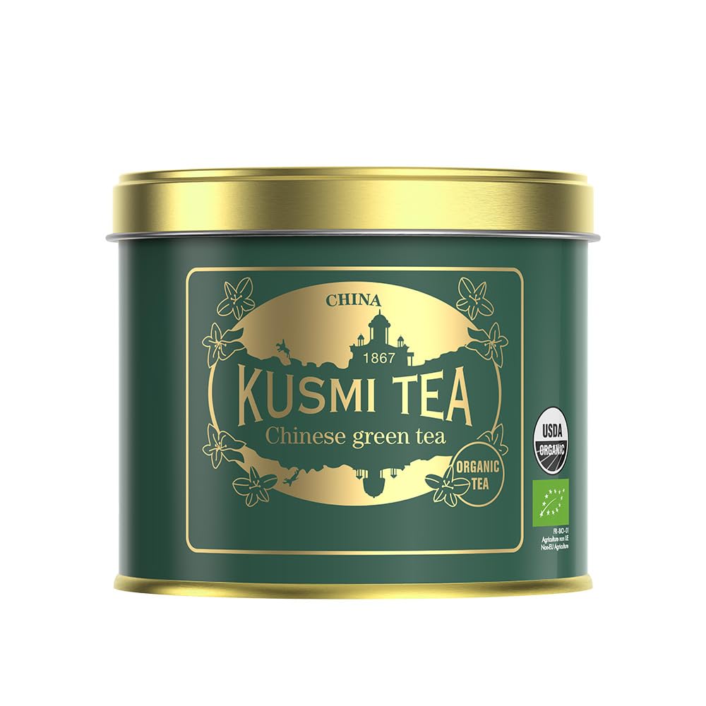 Kusmi Tea - Chinese Green Tea - Organic Green Tea from China - Herbal notes - 100% Natural and Organic - Loose Leaf Tea - Tin Box of 3.5 oz - Quantity for about 50 cups