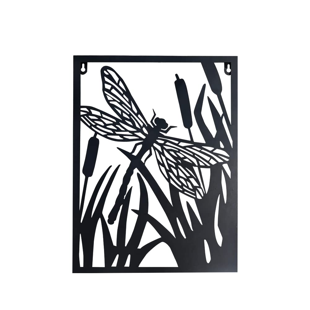 LIFFY Metal Dragonfly Wall Art Decor 16" Black Rust Proof Home Wall Sculpture Decorations Indoor Outdoor Decorative Hanging Ornaments for Garden Yard Patio Bedroom Living Room Office