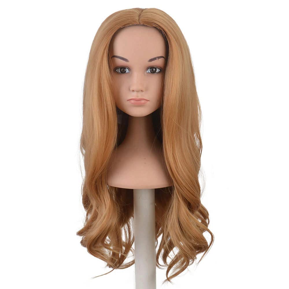 SiYi Brown wig 27" Long wave Hair with middle parting bangs natural sexy curly wigs for women