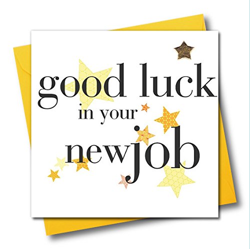 Claire Giles Hearts and Stars Good Luck in Your New Job Card - Yellow, 150mm x 150mm, (HNS106)