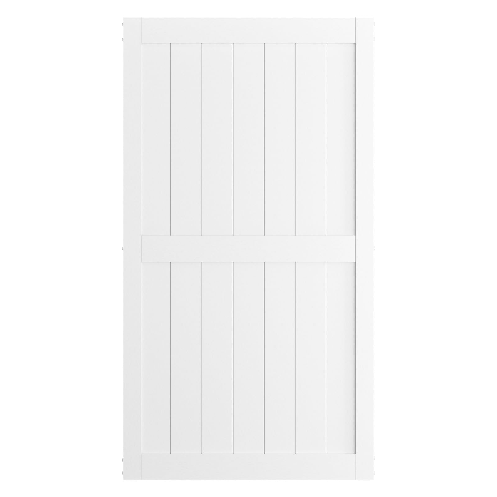 SmartStandard 46 x 84 inch White Barn Door Slab MDF Non-Bending Sliding Closet Door, Waterproof PVC Coating, Interior Single Door Only, H-Frame