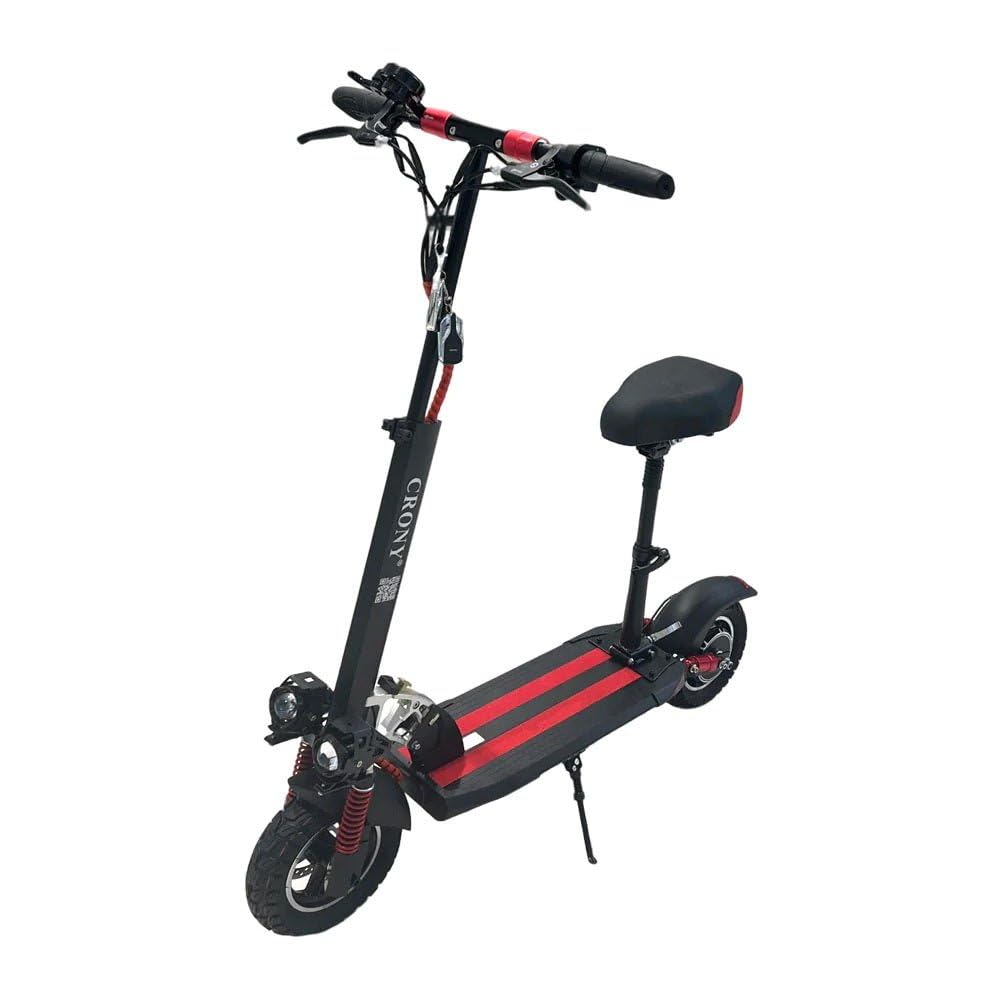 CRONY V10 Electric Scooter Black with Dual Brake System up 65 Km/H Maximum Speed, 20km Travel Distance, 10 Inch Tires, Triple LED Headlamps