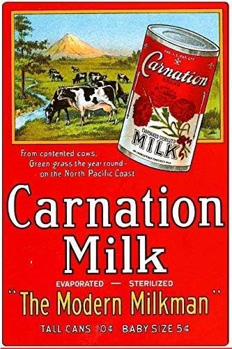 LBS4ALL Metal tin sign 8 x 6 inches Carnation Milk – Vintage Food Advertising Poster Art Metal Wall Plaque Tin Aluminum Tin Sign