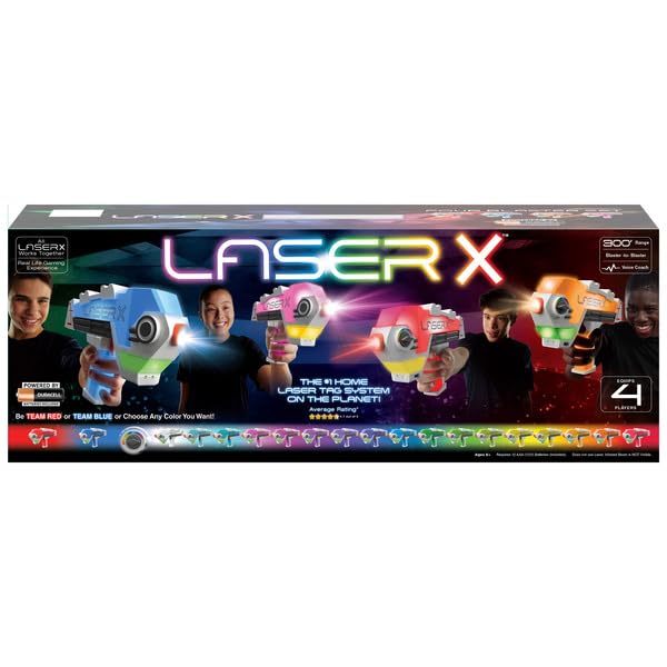 Laser X Blaster-to-Blaster 4 Pack Set, 300' Range, Real Life Gaming Experinece