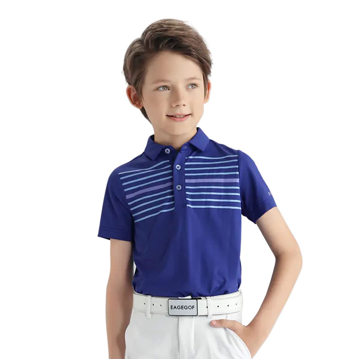 EAGEGOF Kid Golf Polo Shirt Quick-Drying Boy’s Cool Short Sleeve Sports Leisure Child Soft Tennis Polo Shirt Outdoor