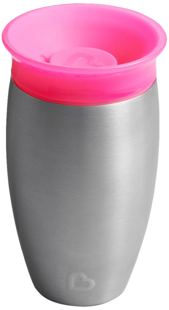 Munchkin Miracle 360 Degree Stainless Steel Sippy Cup, 10 oz/296 ml, Pink