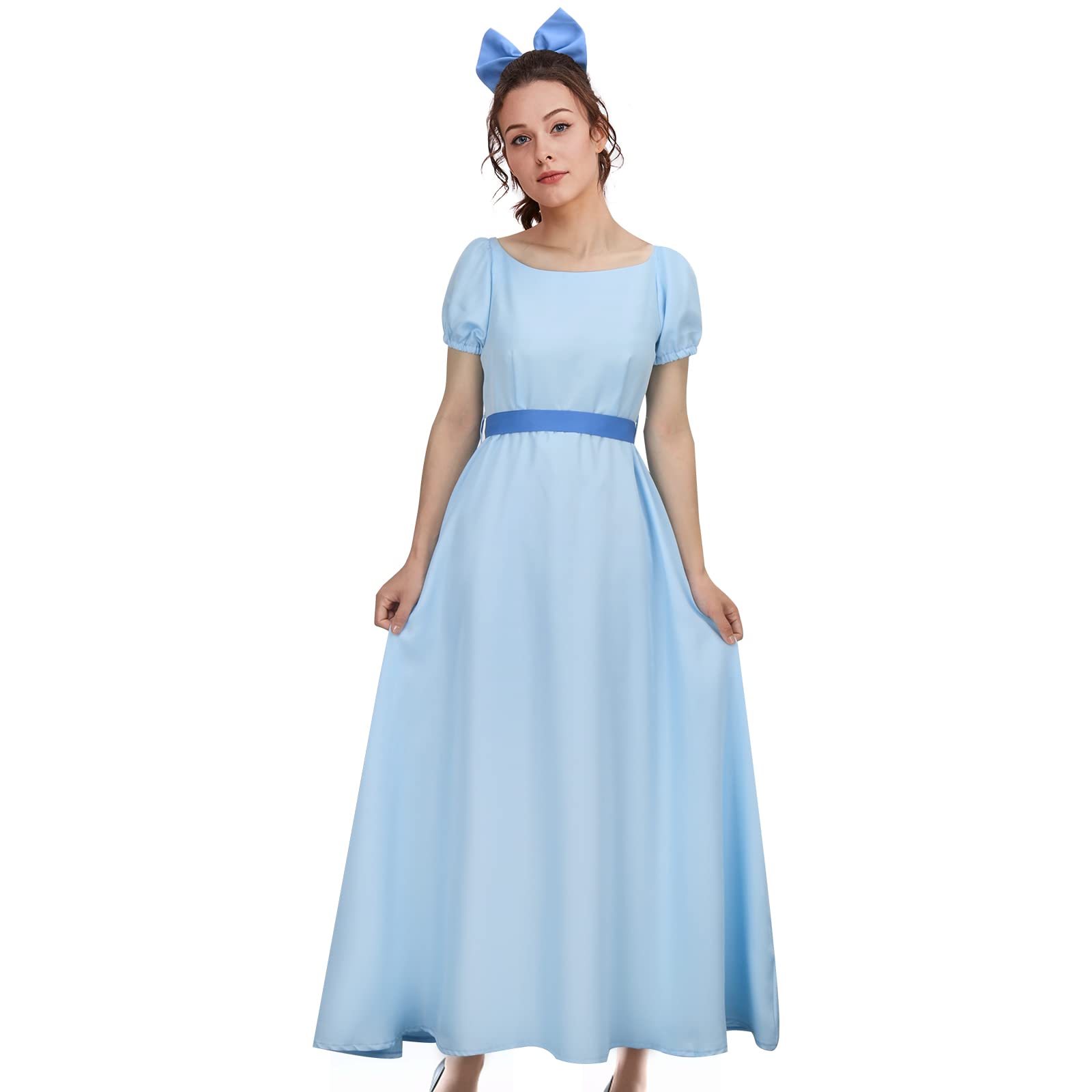 Wendy Costume Cosplay Dress Adult Women Girls Blue Darling Princess Maxi Dress Halloween Fancy Party Dressing Up