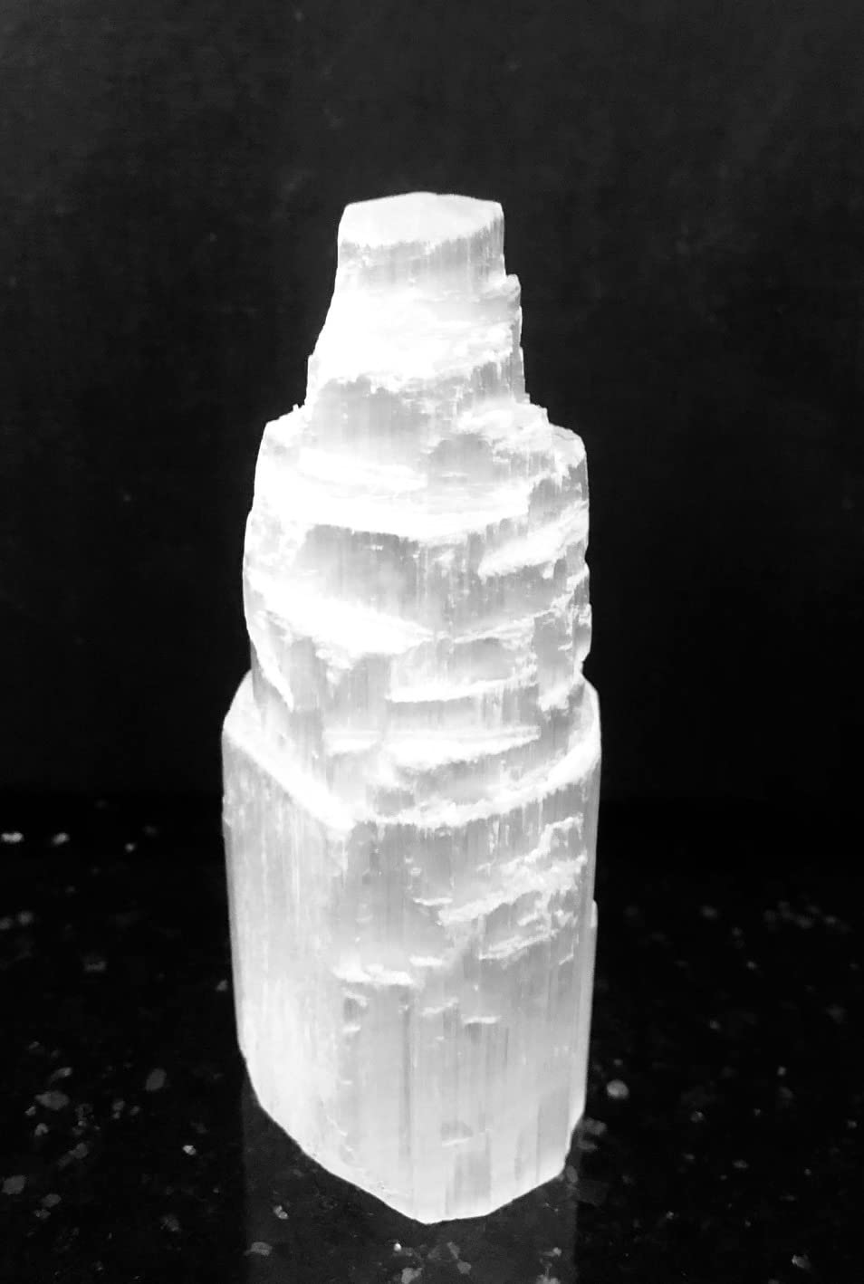 crystalmiracle Natural Selenite 3.5" SKYSCRAPPER Tower Gemstone Crystal Healing FENG Shui Reiki Gift Positive Energy Peace Meditation Wellness Handcrafted