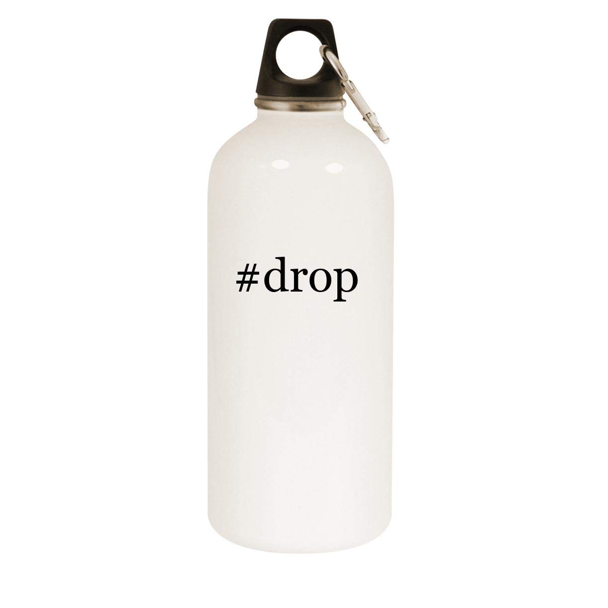 #drop - 20oz Hashtag Stainless Steel White Water Bottle with Carabiner, White