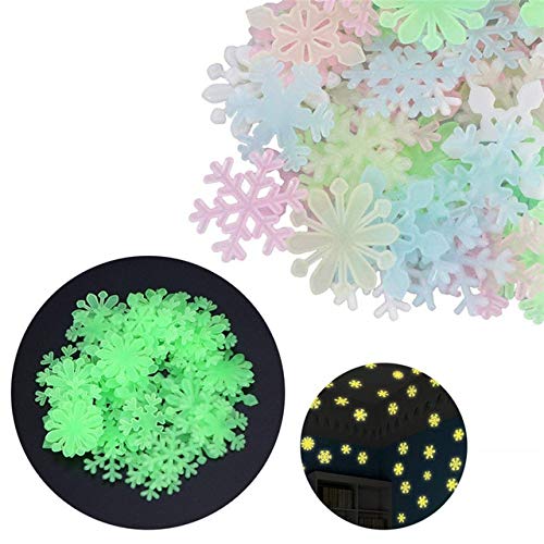 Wall Stickers - 50Pcs Window Decorations Kids Bedroom Fluorescent Glow In The Dark Snowflake Luminous Star Wall Stickers Christmas Gifts Oct#3 (Multicolor)