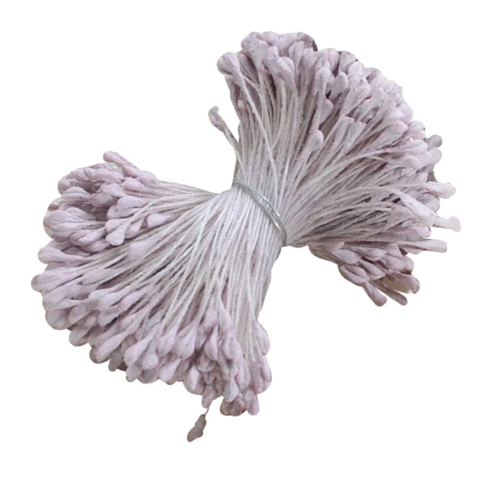 CALANDIS 360 Pieces 6cm Artificial Pearl Double Heads Flower Stamen Pistil Purple