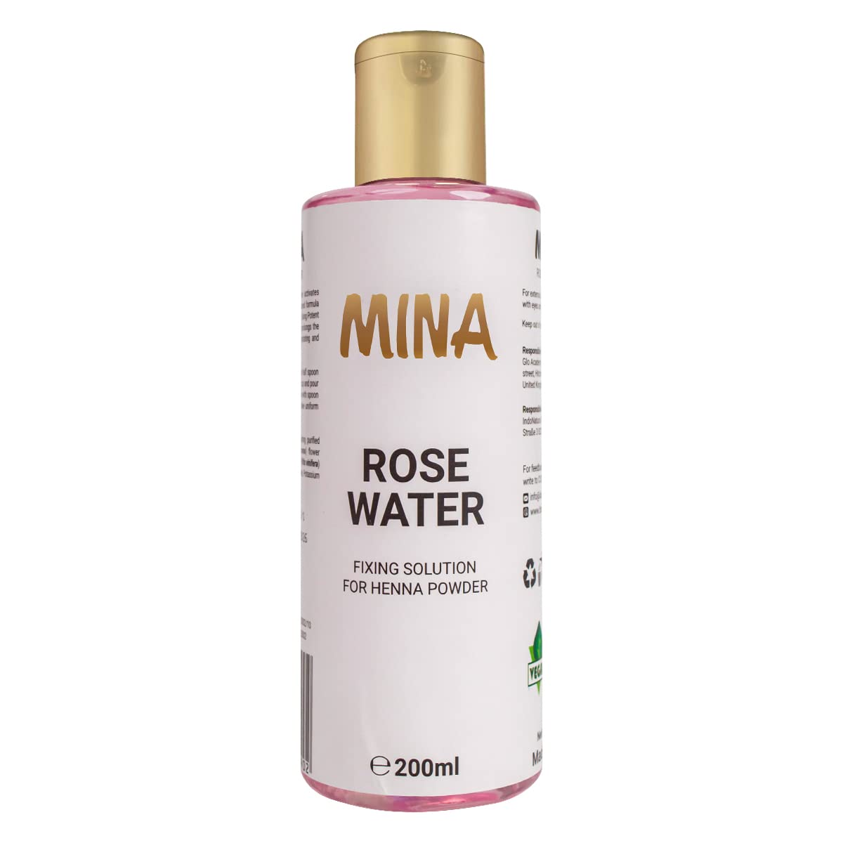 Mina Rose Water Facial Toner And Eyebrow Henna Tint Fixing Solution| Calming & Soothing, Suitable For All Skin Types | Organic, Refreshing Natural Rose Water | 200ml