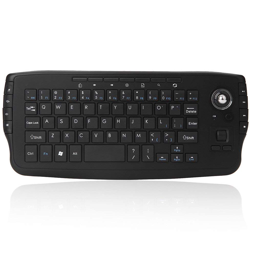 Docooler2.4GHz Wireless Keyboard w/Trackball Mouse Scroll Wheel Remote Control Plug and Play w/USB Receiver for Android TV Box Smart TV PC Notebook (Black)