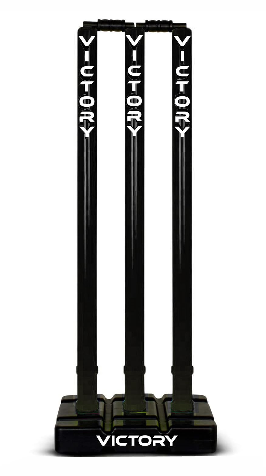 Victory Heavy Plastic Cricket Stumps Set (Black)