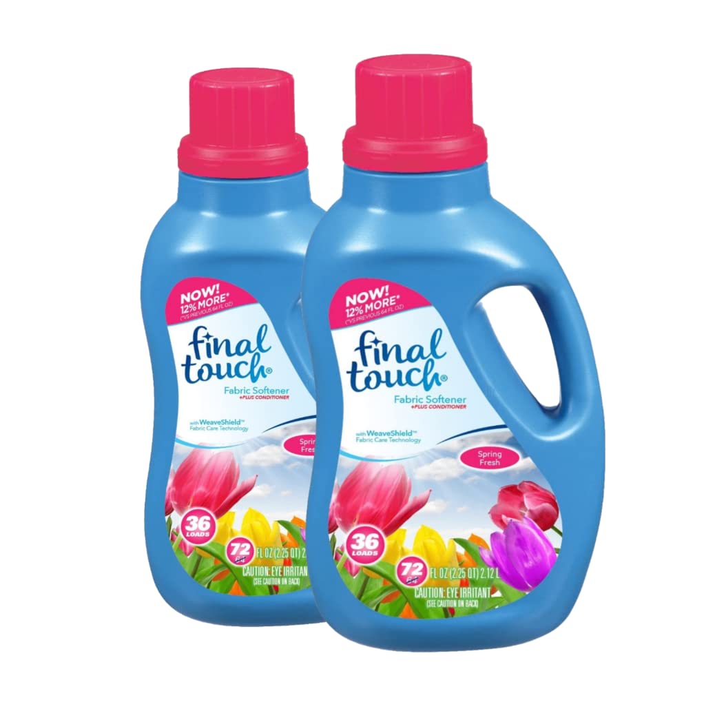 Spring Fresh Liquid Fabric Softener with WeaveShield Fabric Care Technology by Final Touch Softens & Freshens Laundry, 72 oz (Pack of 2)