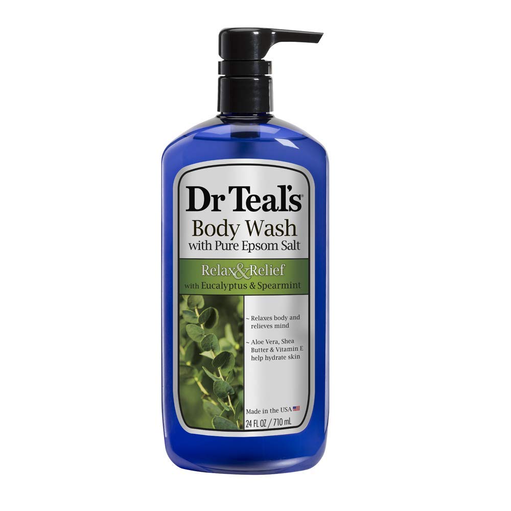 Dr Teal's Eucalyptus & Spearmint Body Wash Gift Set (3 Pack, 24oz Ea.) - Relax & Relief with Eucalyptus & Spearmint Blended with Pure Epsom Salt - Essential Oils Clear the Mind & Senses