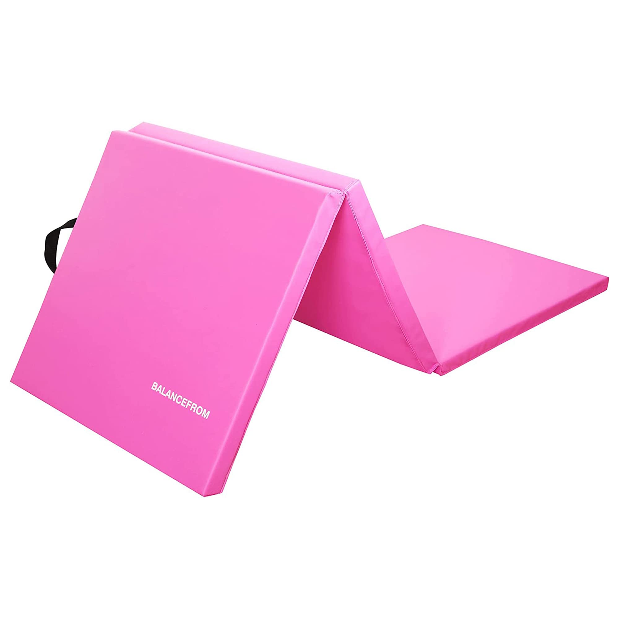 BalanceFrom 1.5" Thick Tri-Fold Folding Exercise Mat with Carrying Handles for MMA, Gymnastics and Home Gym Protective Flooring, 180x60cm/6x2ft, Pink