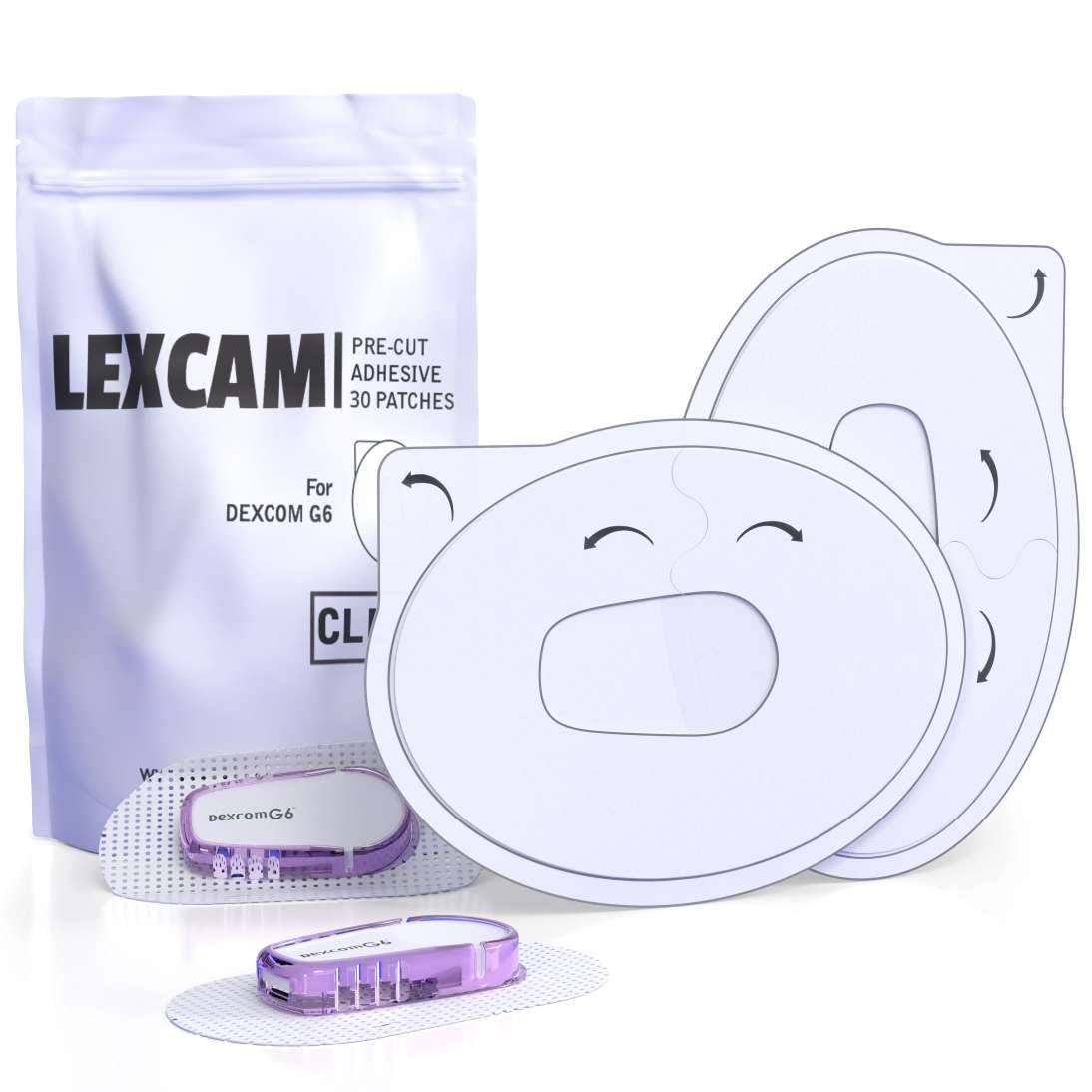 Lexcam – Dexcom G6 Adhesive Patch (30-Pack) – Waterproof, Transparent Overpatches for Continuous Glucose Monitoring – Color Clear, Sensor is NOT Included.