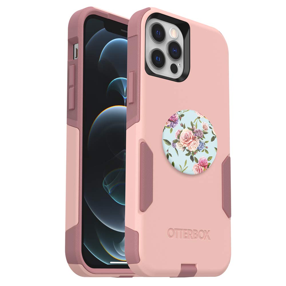 Bundle: OtterBox Commuter Series Case for iPhone 12 & iPhone 12 Pro - (Ballet Way) + PopSockets PopGrip - (Retro Wild Rose)