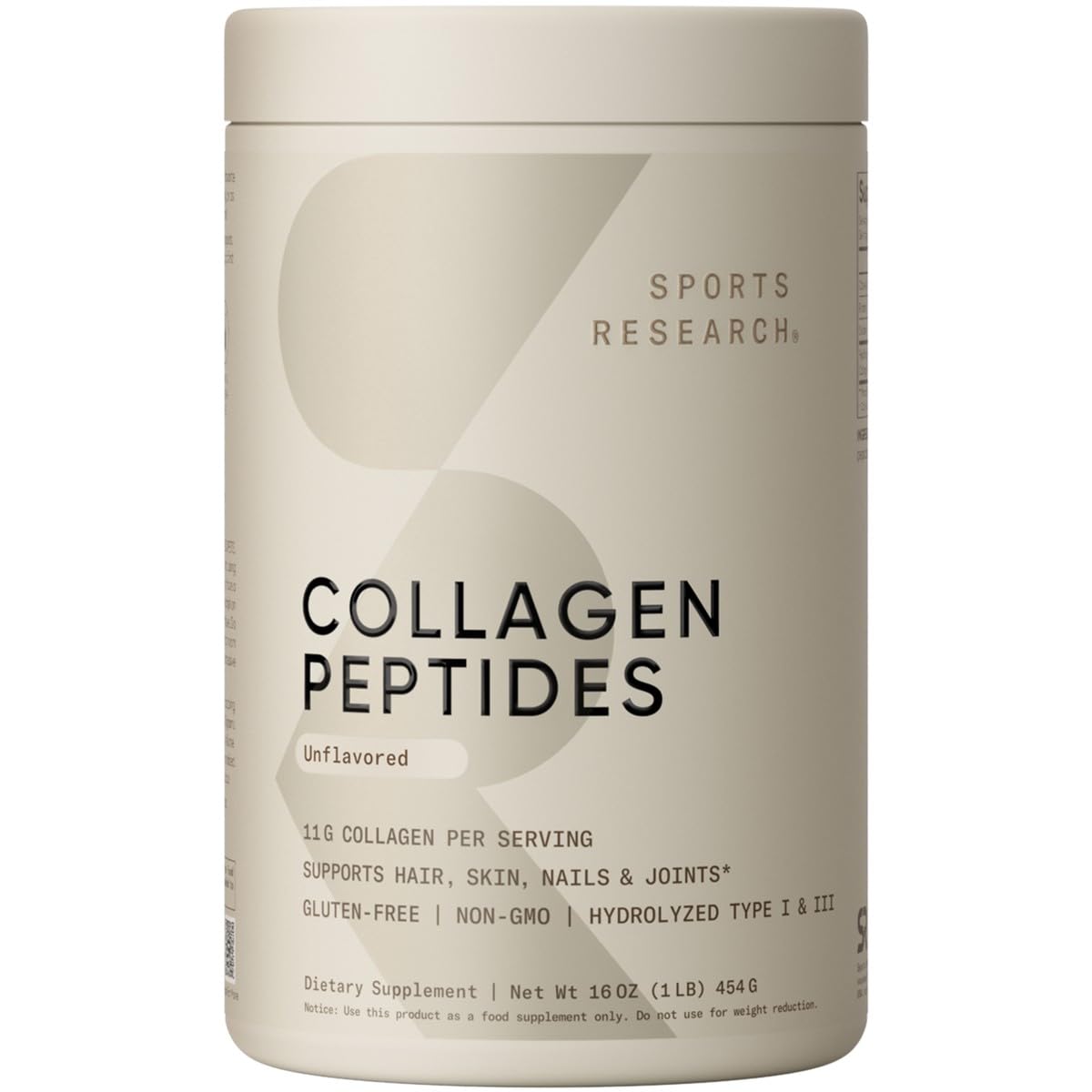 Sports ResearchCollagen Peptides for Women & Men - Hydrolyzed Type 1 & 3 Collagen Powder Protein Supplement for Healthy Skin, Nails, Bones & Joints - Easy Mixing Vital Nutrients & Proteins