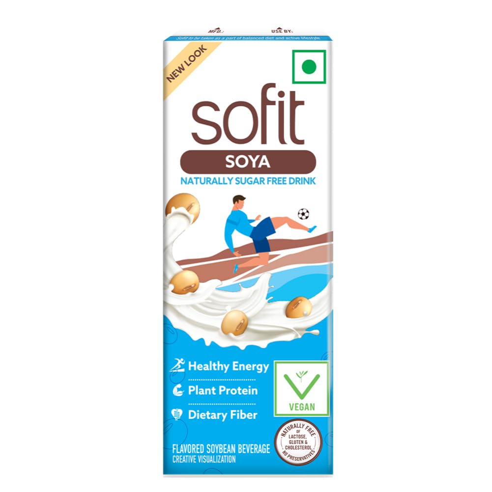 Sofit SOYA Drink Naturally Sugar Free, 180ml - Pack of 6 (6 x 180ml)| Vegan Drink |Enriched with Plant Protein, Dietary fibers, Vitamins and Calcium | Lactose Free | Gluten Free | Preservatives Free