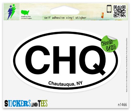 CHQ Chautauqua NY New York Oval Vinyl Car Bumper Window Sticker 5" x 3"