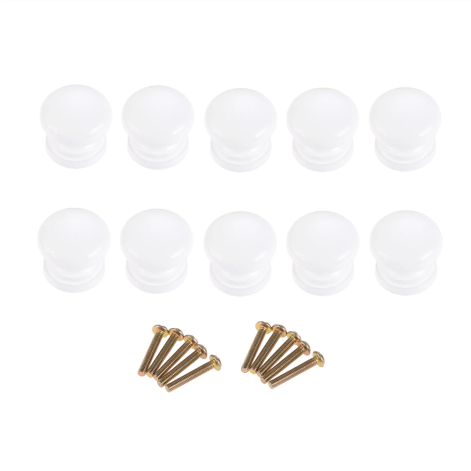 dophee10Pcs Mini Wood Cabinet Knobs, Round Single Hole Drawer Pulls for Cabinet Dresser Wardrobe Door Dresser Closet Bookcase Cupboard, 24x22mm/0.94"x0.87", White