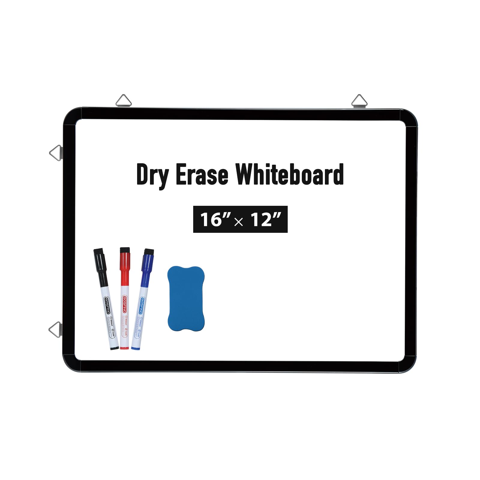 DumanAsen Dry Erase Whiteboard, A3 Size Magnetic White Board with 8 Marker, (40cm x 30cm) (Black)