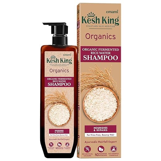 Kesh King Organics Fermented Rice Water Shampoo | Nourishes & Repairs | For Frizz-Free, Bouncy Hair | Certified Organic | No Artificial Colours, Parabens, Phthalates Or Harmful Chemicals, 300ml