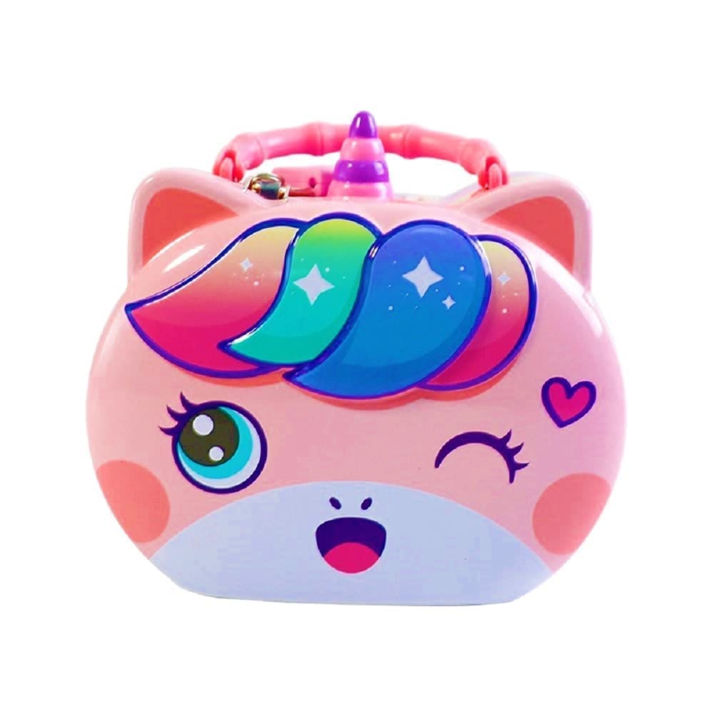 WISHKEY Cute Attractive Cartoon Unicorn Piggy Bank with Security Lock & Keys for Kids Money Saving Storage Coin Collector Box for Boys & Girls (Pack of 1, Multicolor)