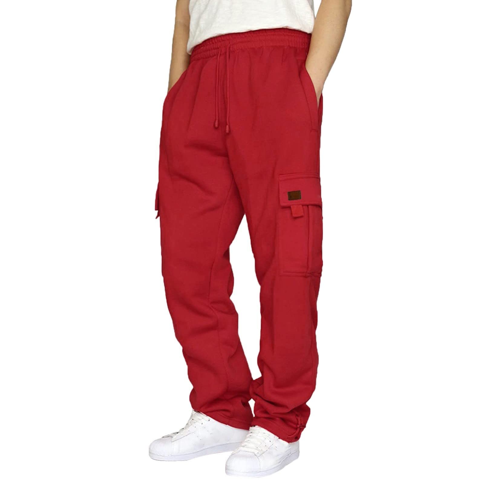 Sweatpants Men Elastic Waist Loose Fit Mens Joggers with Pockets Big and Tall Cargo Pants for Men Work Baggy Sweatpants