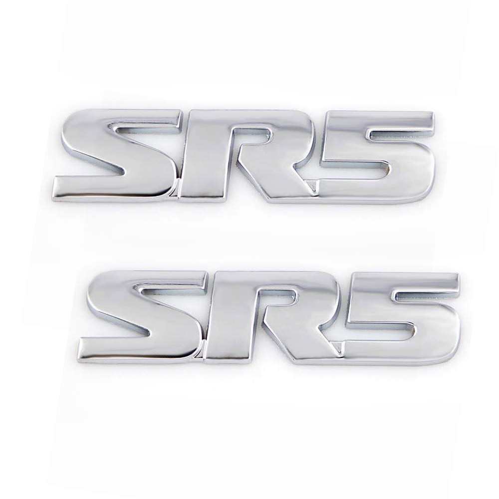 CARRUN2x SR5 Emblem 4X4 Car Side Fender Rear Tailgate Decal Metal Sticker Badge Suitable for Tacoma (Silver)