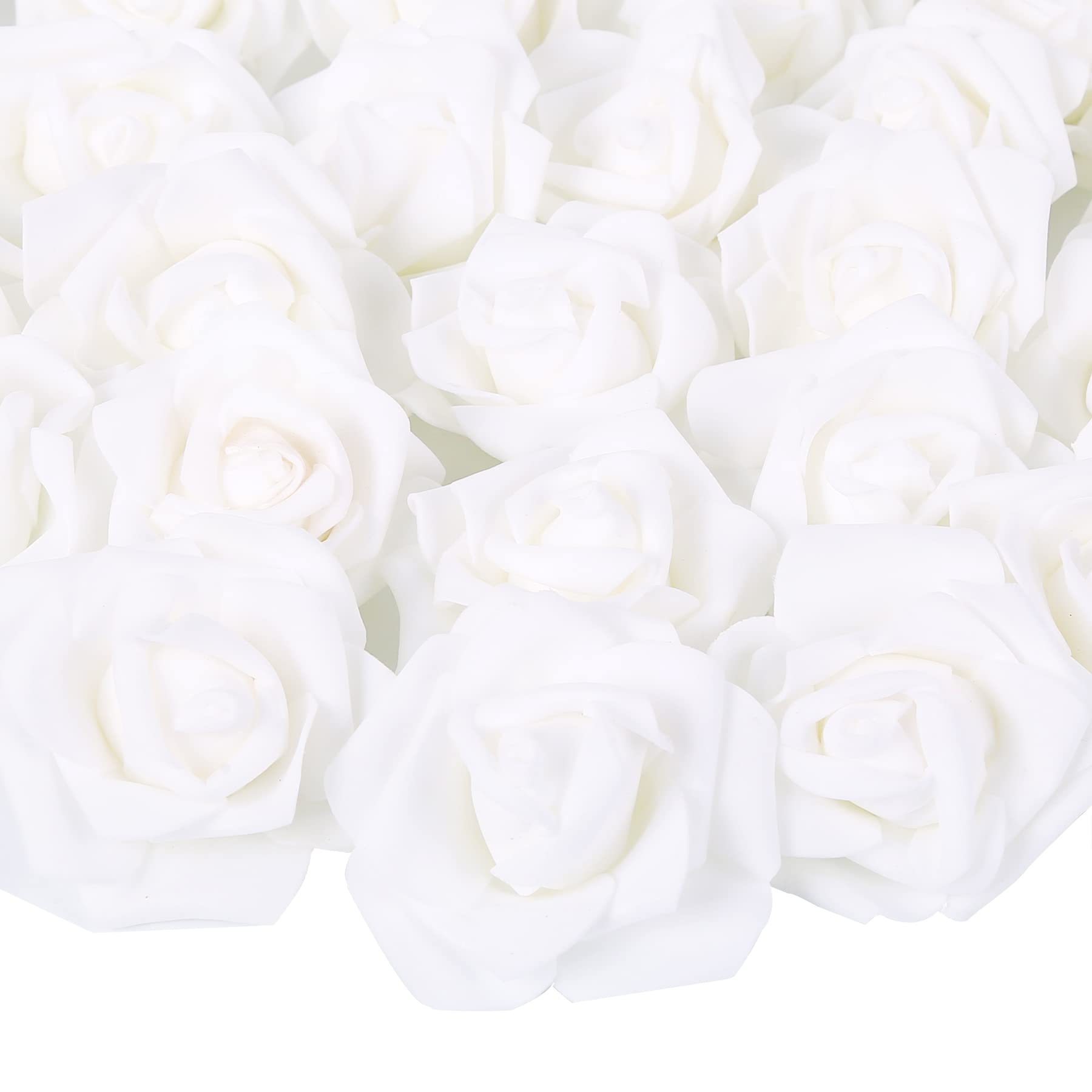 200pcs Foam Rose Heads Stemless Artificial Rose Flowers White Fake Roses Flower Bulk for DIY Wedding Rose Wall Kissing Balls Bridal Shower Centerpieces Arrangements Party Tables Decorations(White )