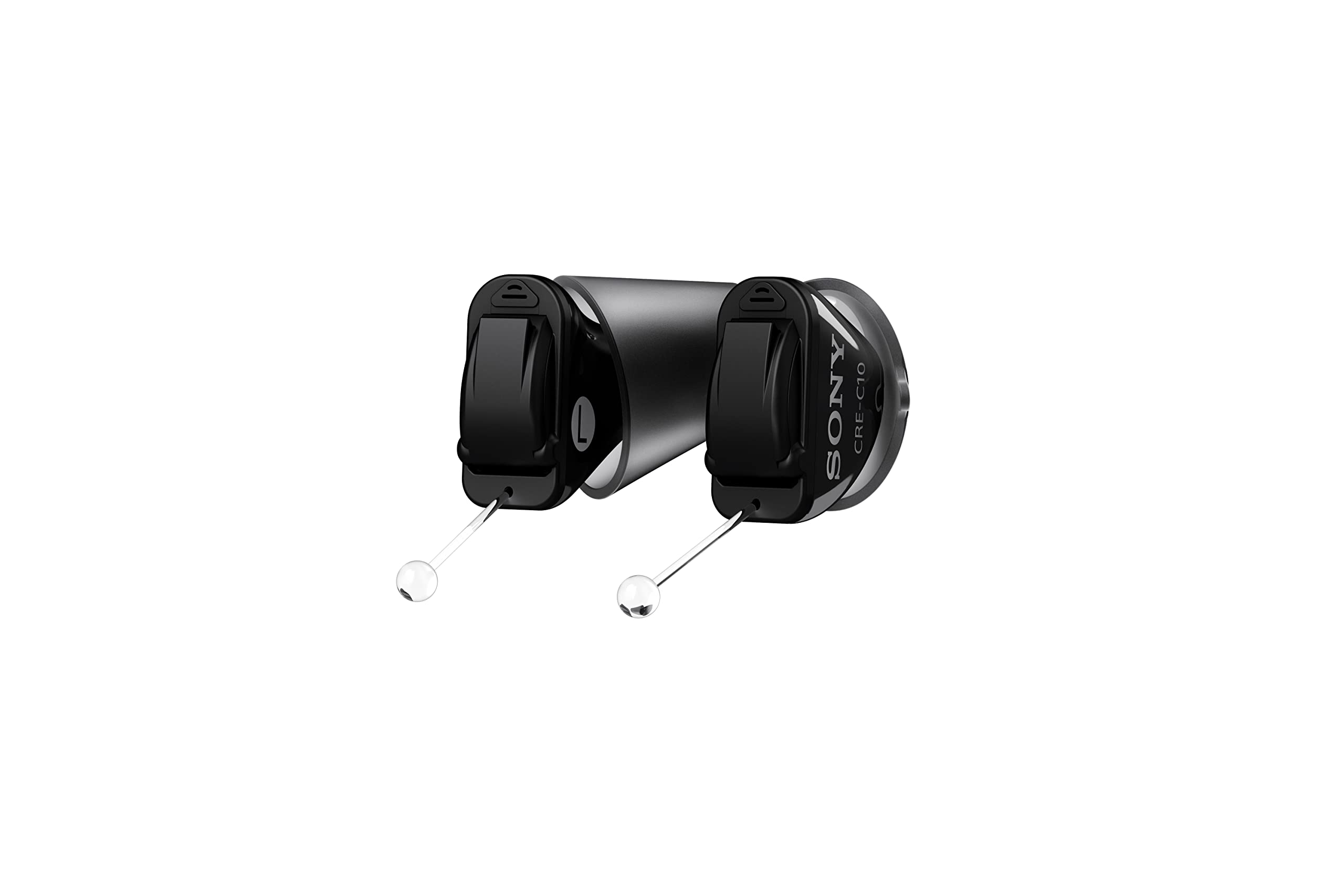 SonyCRE-C10 Self-Fitting OTC Hearing Aids for Mild to Moderate Hearing Loss, Prescription-Grade Sound Quality, Compact Virtually Invisible Design, Customizable App, and Replaceable Batteries, Black