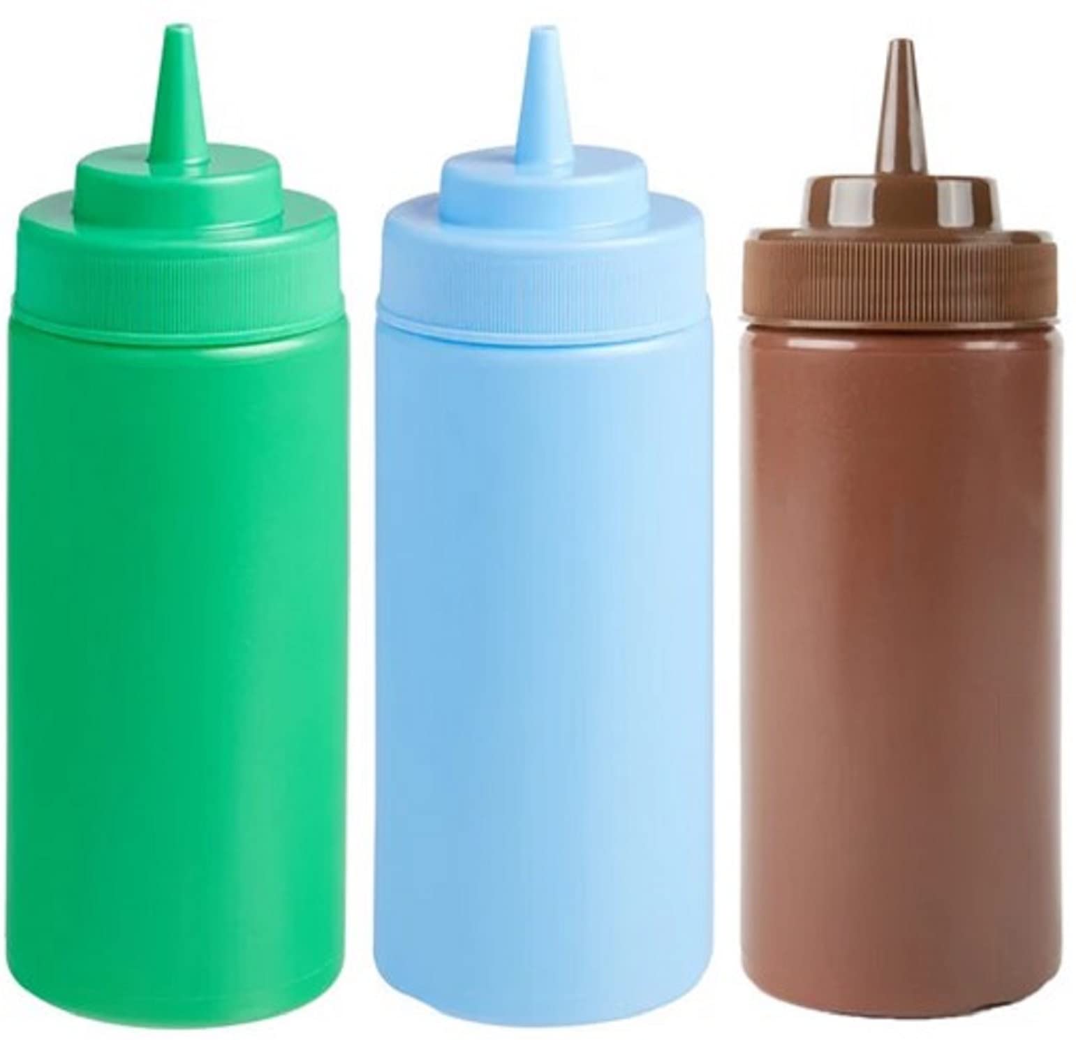 Bayside Traders 16-ounce Wide Mouth (Easy to Fill, Easy to Clean) Squeeze Bottles for Your Sauces and Oils (Set of 3). BPA Free. Dishwasher Safe. Boxed for Extra Protection.