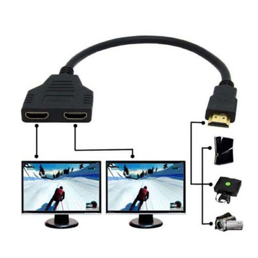 chenyang HDMI Splitter Cable,HDMI 1 in 2 Out,HDMI 1 Male to 2 Female Cable for HDMI HD, LED, LCD, TV, Support Two Monitors at The Same Time 1080P 30cm