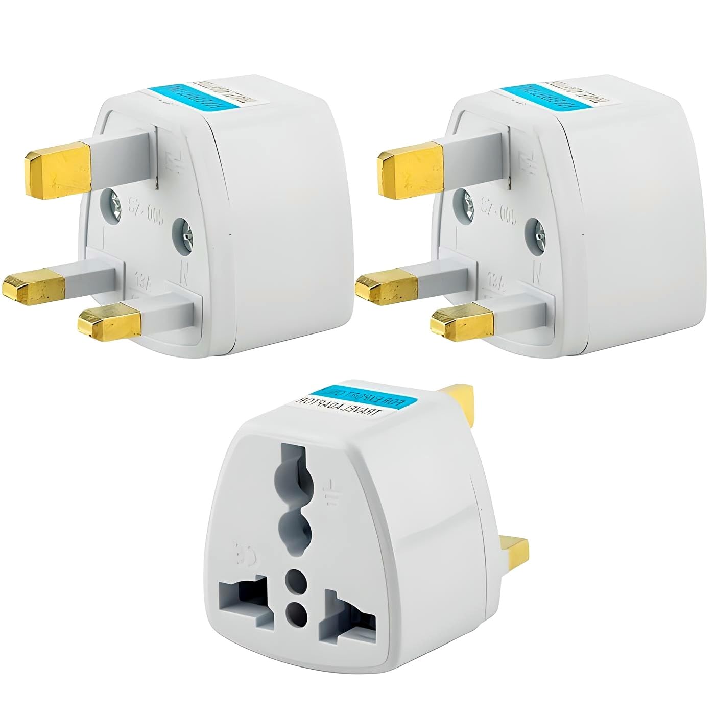 Limos 3Pcs Universal travel Plug Adapter, 3 Pin Power Plug Adapter for AU/UK/EU/US, Plug Converter for Business, Holiday, Hotel, Airport Multi-Country Plug