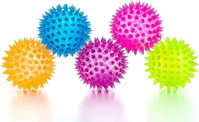 Verbier Kids Light Up Ball Stress Relief Toy Spiky Led Ball Toy Attractive and Fun Stress Buster Flashing Ball for Boys, Girls, Kids Multicolour (Pack of 1) (Set of 4)