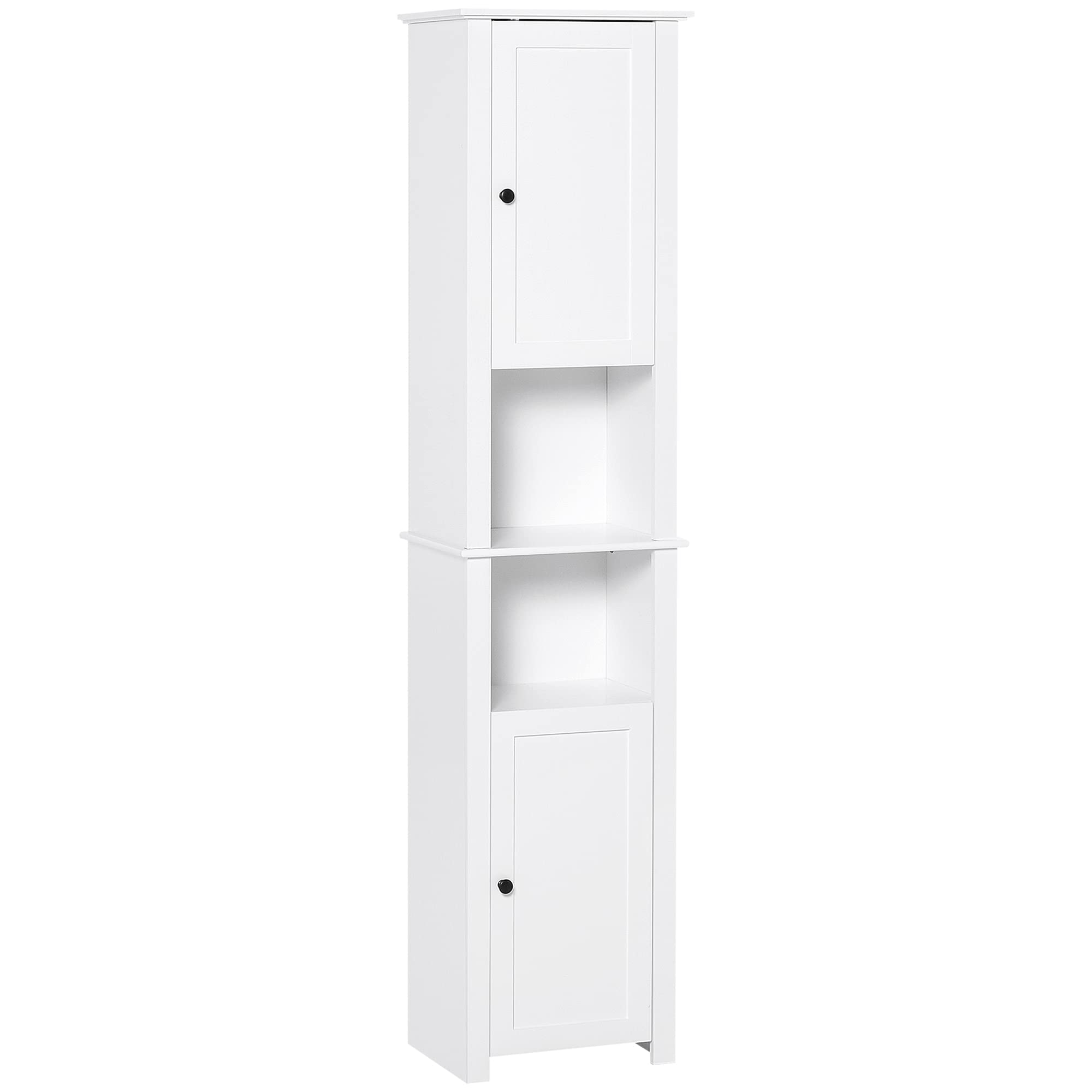 HOMCOM67" Wood Free Standing Bathroom Linen Tower Storage Cabinet - White