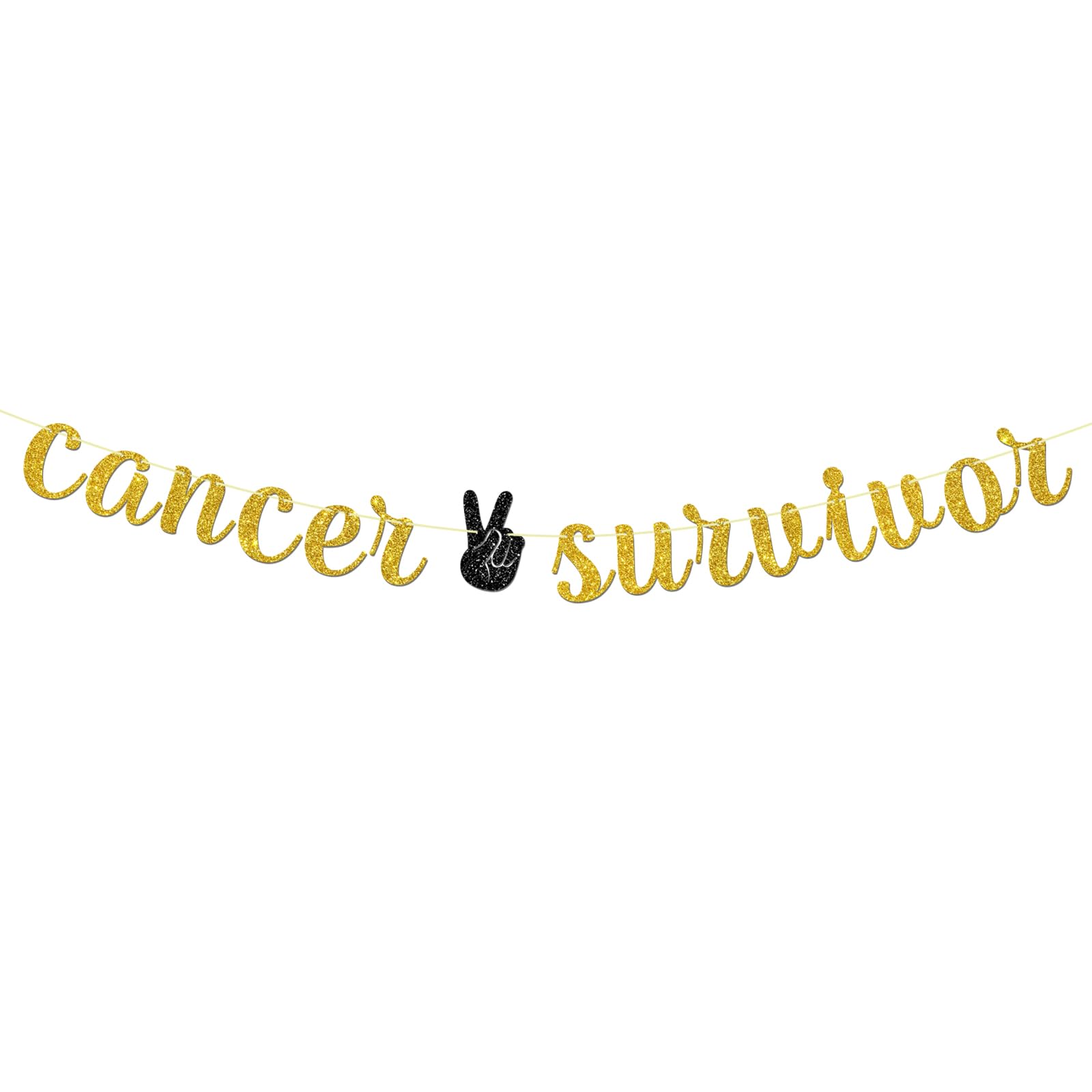 Cancer Survivor Banner, Cancer Free, Beat Cancer Party Decoration Chemo Finito Banner Gold Glitter