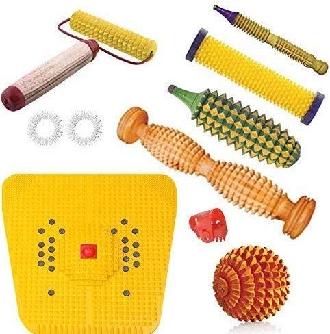 Chaithanya Orthopaedics Battery Powered Foot Massager Acupressure Roller Acupressure Tools Acupressure Kit and Acupressure Mat for Feet (Multicolour)