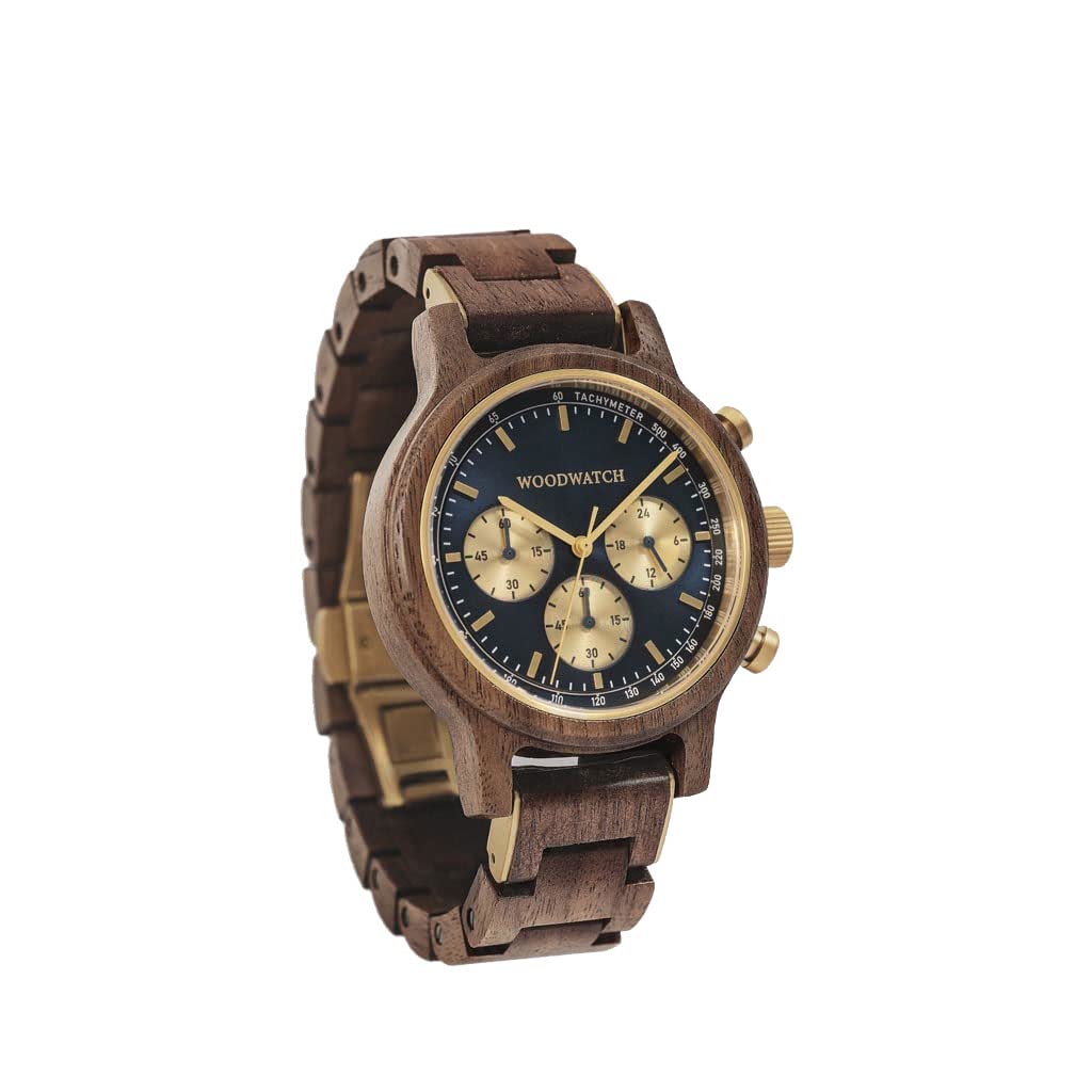 WoodWatchChrono Sailor Walnut | Wooden Watch for Men | Premium Wood Wristwatch for Man | Eco Friendly Product, we Plant 1 Tree per Watch Sold