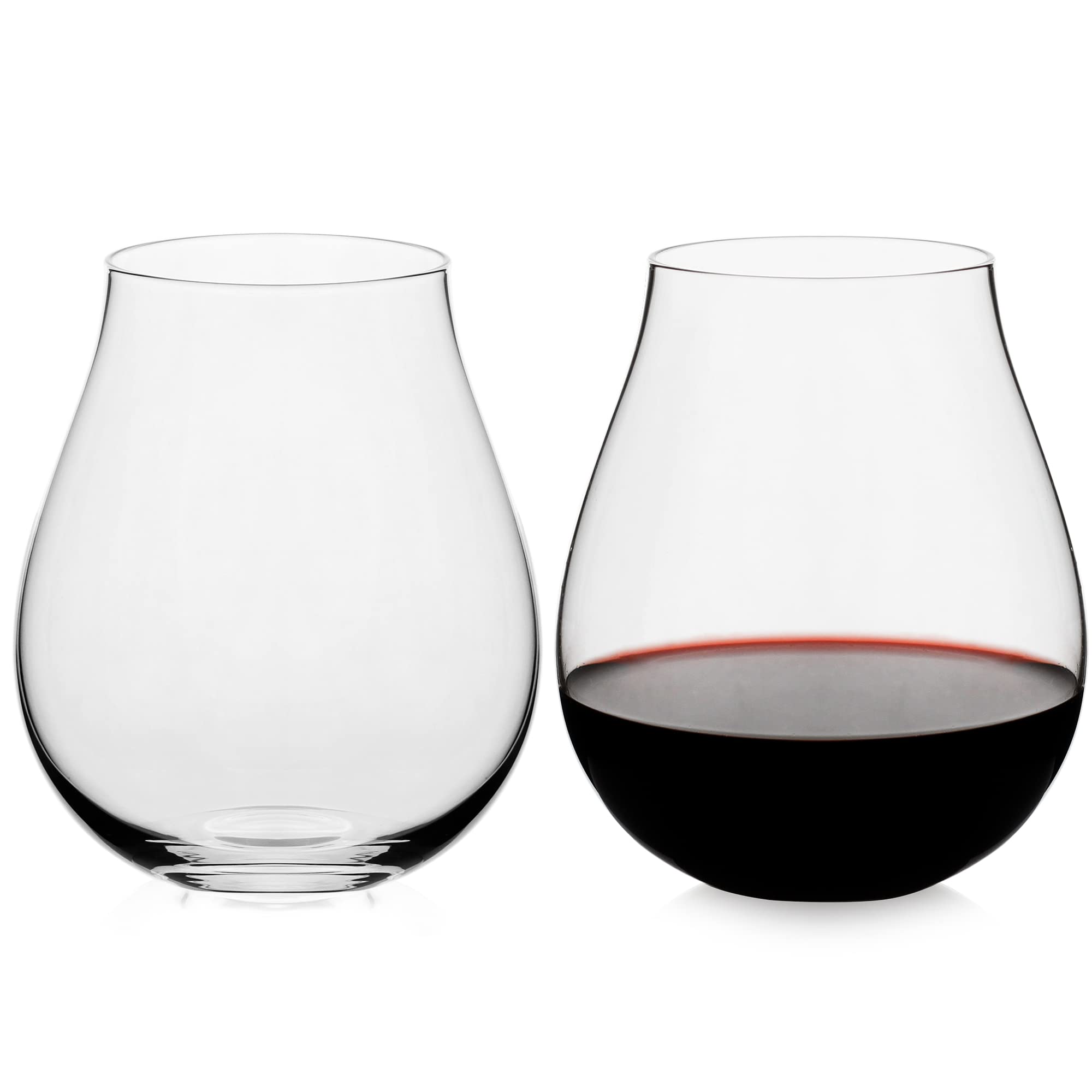 LUXUWine Glasses(22 fl.oz) with no Stem,Luxury Crystal Red & White Wine Glasses Set of 2,Hand Blown,New World Designed Goblet,Large Water Juice Glasses,Perfect Drinking Tumblers for Any Occasion