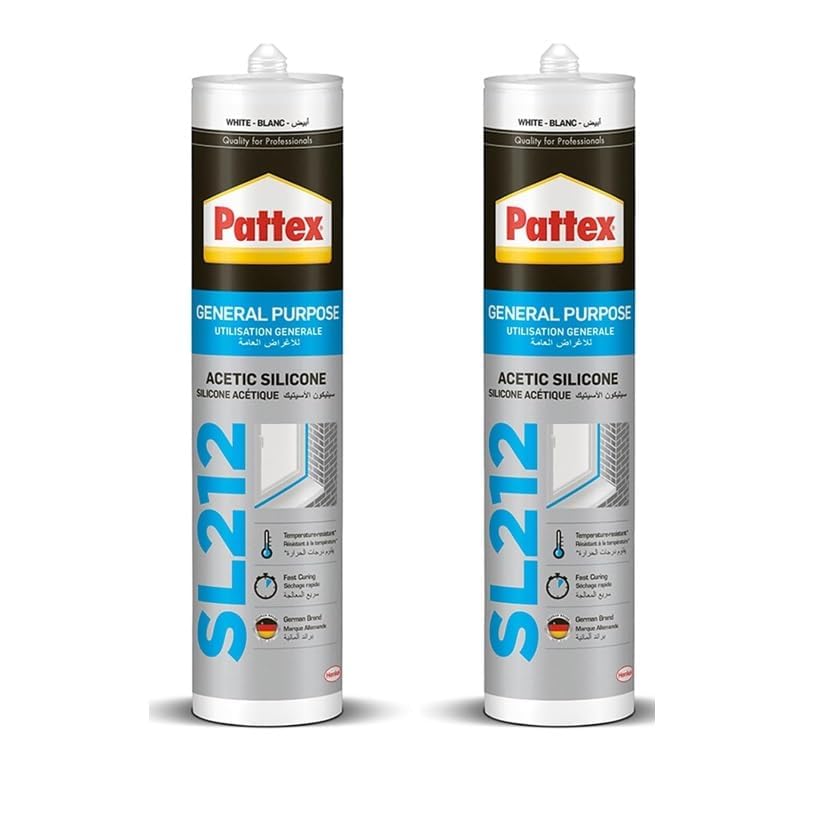 PattexSL212 Silicone, 280 ml, White, Pack of 2